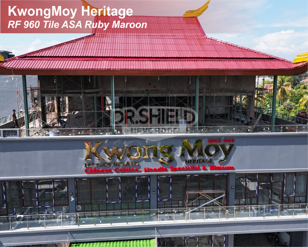 Bangunan KwongMoy Heritage menggunakan atap UPVC DR.SHIELD yang tahan panas, kuat, dan cocok untuk area komersial.