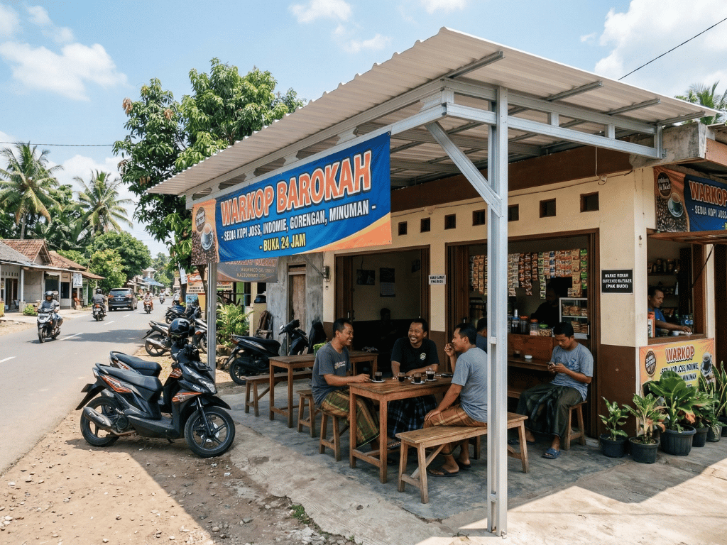aplikasi atap upvc pada warung kopi
