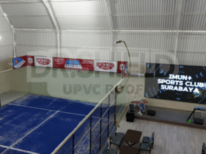 atap lapangan padel upvc dengan wall cladding