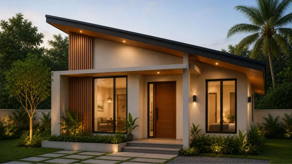 Rumah dengan atap miring satu sisi